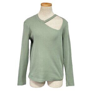 Just Female Rancho is Tee Ribbed Top NWT Cut Out Long Sleeve Sea Spray Green L